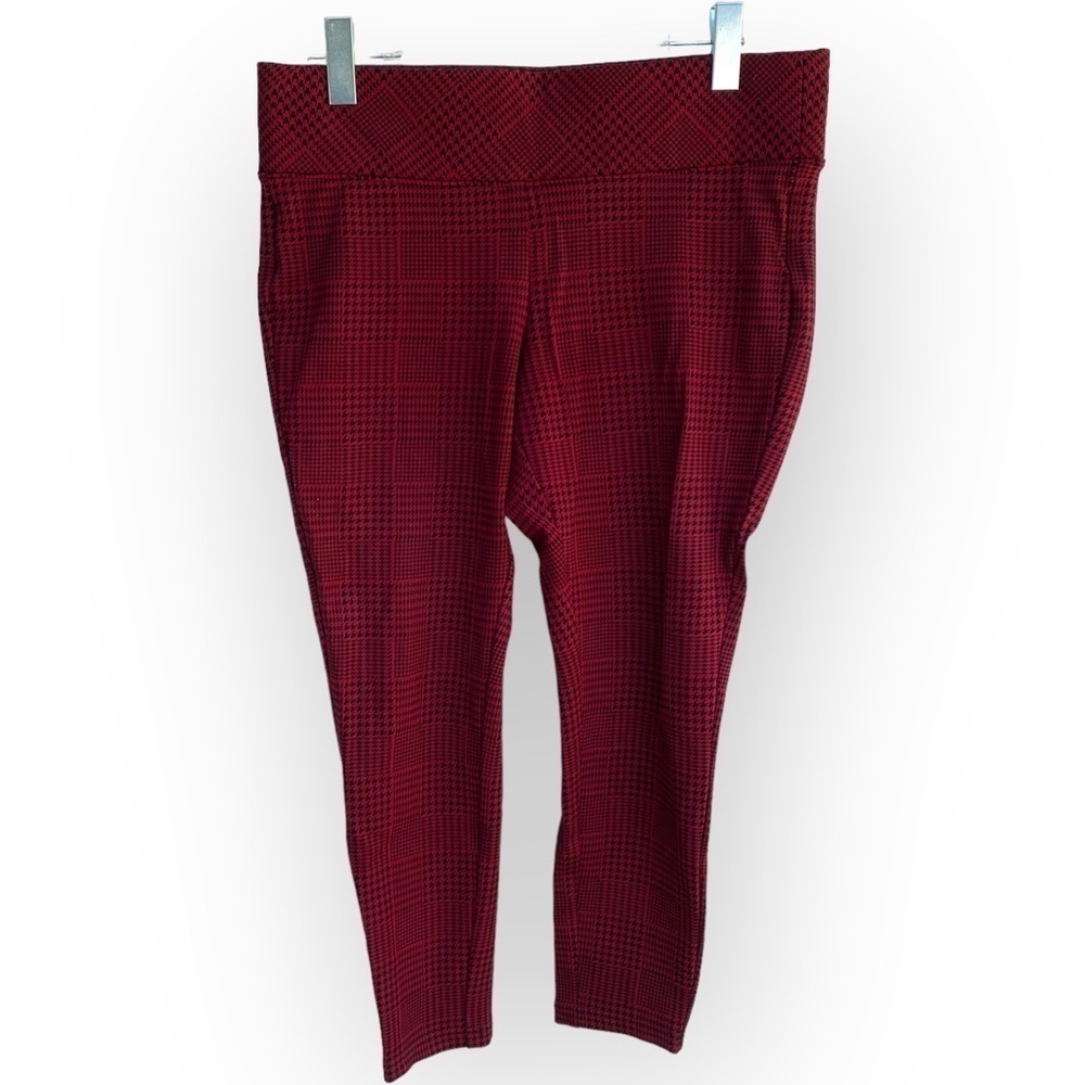 Torrid Pants Pull On Comfort Red Black Check Pattern Size 0 (Large)